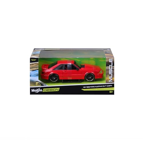 Maisto 1/24 Scale Ford Mustang SVT Cobra 1993 Red Custom Classic Muscle Series / Diecast Model Car, Finished Model 32549