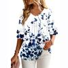 3/4 Length Sleeve Womens Tops Dressy Casual Blouses Bell Ruffle Sleeve Loose Fit Tunic Tops V Neck T Shirts