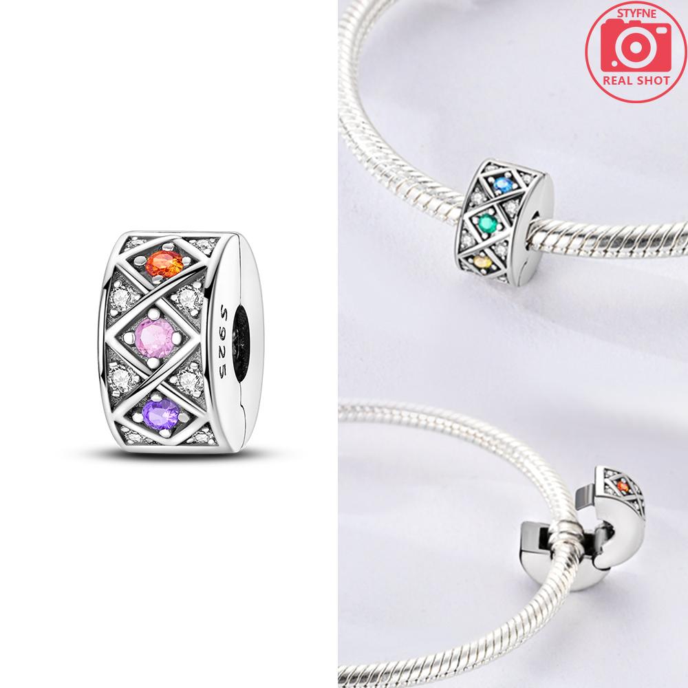 Authentic Original Charm Bead Components Copper Metal Butterfly Flowers Colorful Zircon Silicone Charm Bead Components Bead Components Compatible