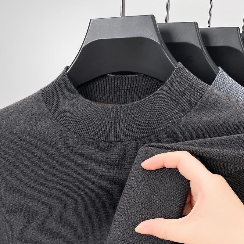 

Men s Silk-Blend Half-High Neck Sweater - Versatile Long Sleeve Knitted Base Layer XL