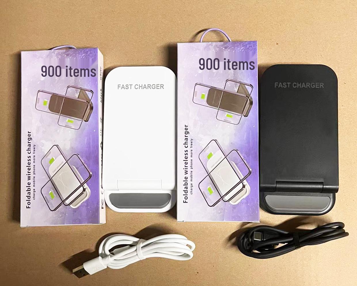 

15 Вт Складное настольное беспроводное зарядное устройство с двумя катушками и отводом тепла, с настраиваемым логотипом Black (English Label)