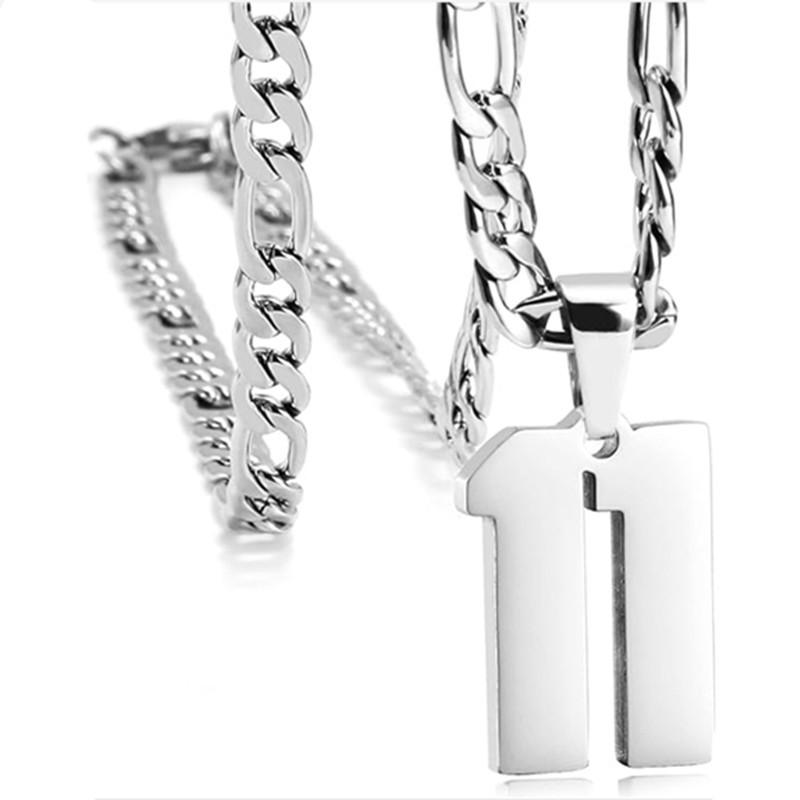 Men's Athlete Stainless Steel Sports Digital Necklace Baseball/Basketball/Soccer Team Inspiration Jewelry Spot