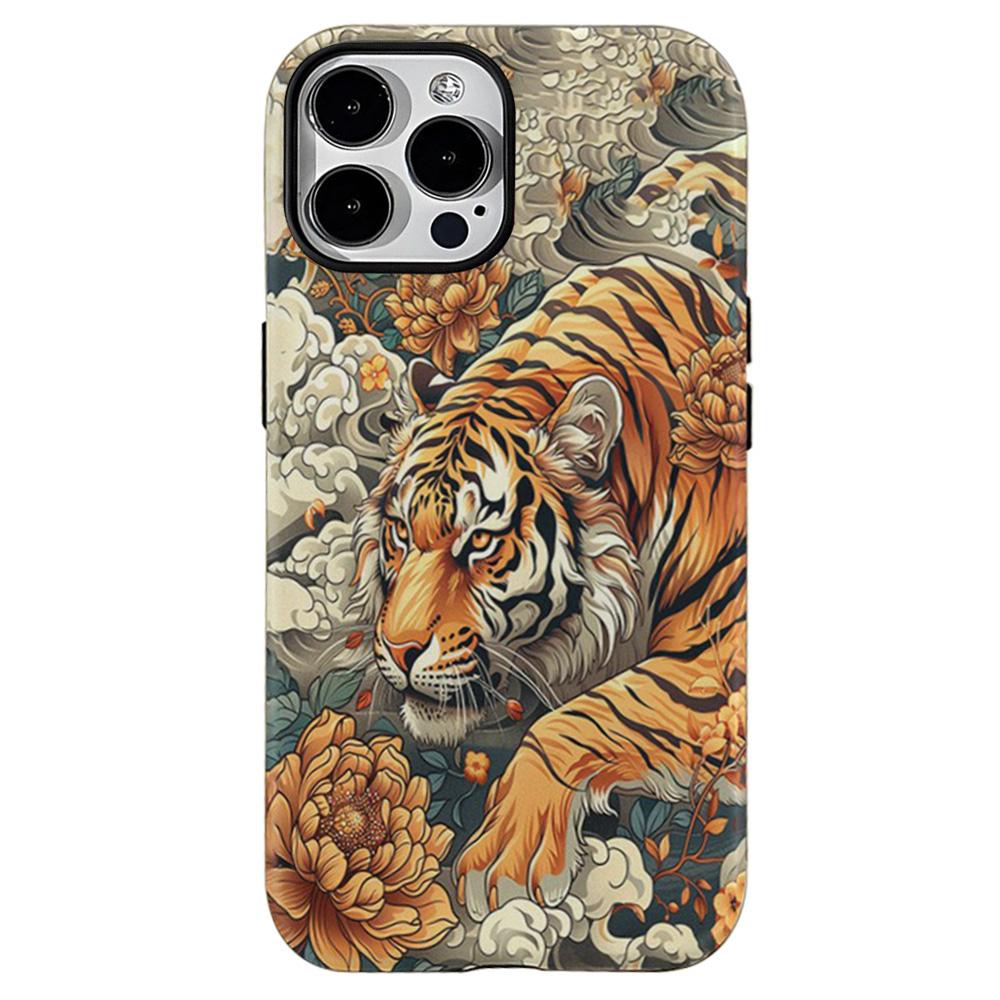 For iPhone 16 Pro Case Dual-Layer TPU + PC Phone Cover with Heat Transfer Animal Pattern A