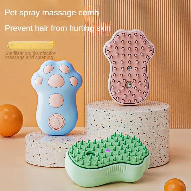 Cepillo de Vapor para Mascotas Peine de Masaje para Gatos y Perros Cepillo Eléctrico de Silicona Incorporado para Eliminar el Pelo de Mascotas Aseo Suministros para Mascotas