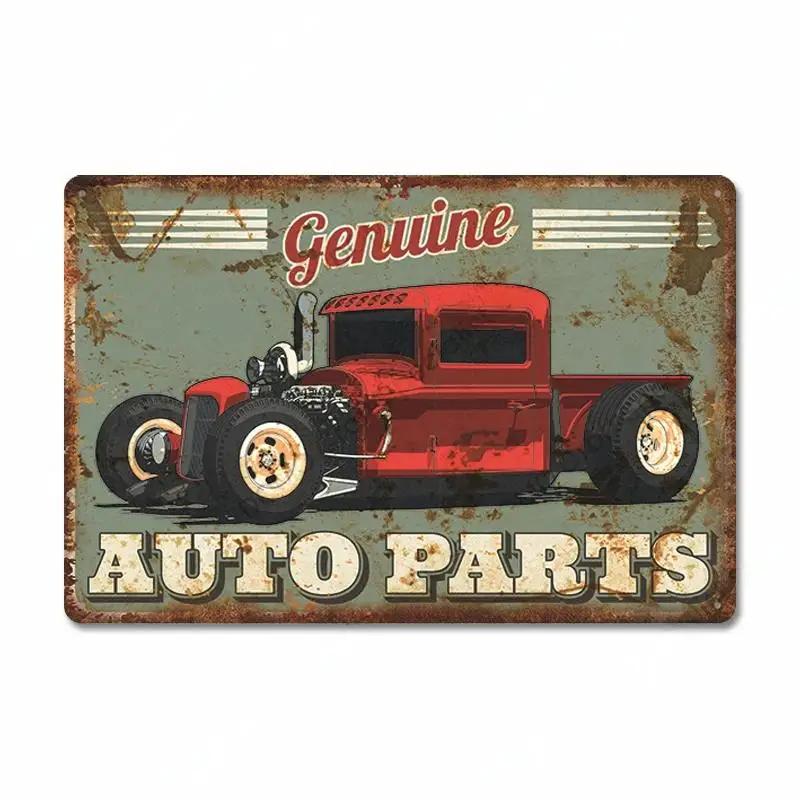 Route 66 Car Metal Dad's Garage Metal Tin Signs Poster Vintage Tinplate Retro Plaque Garage Man Cave Tire Shop Wall Art Decor