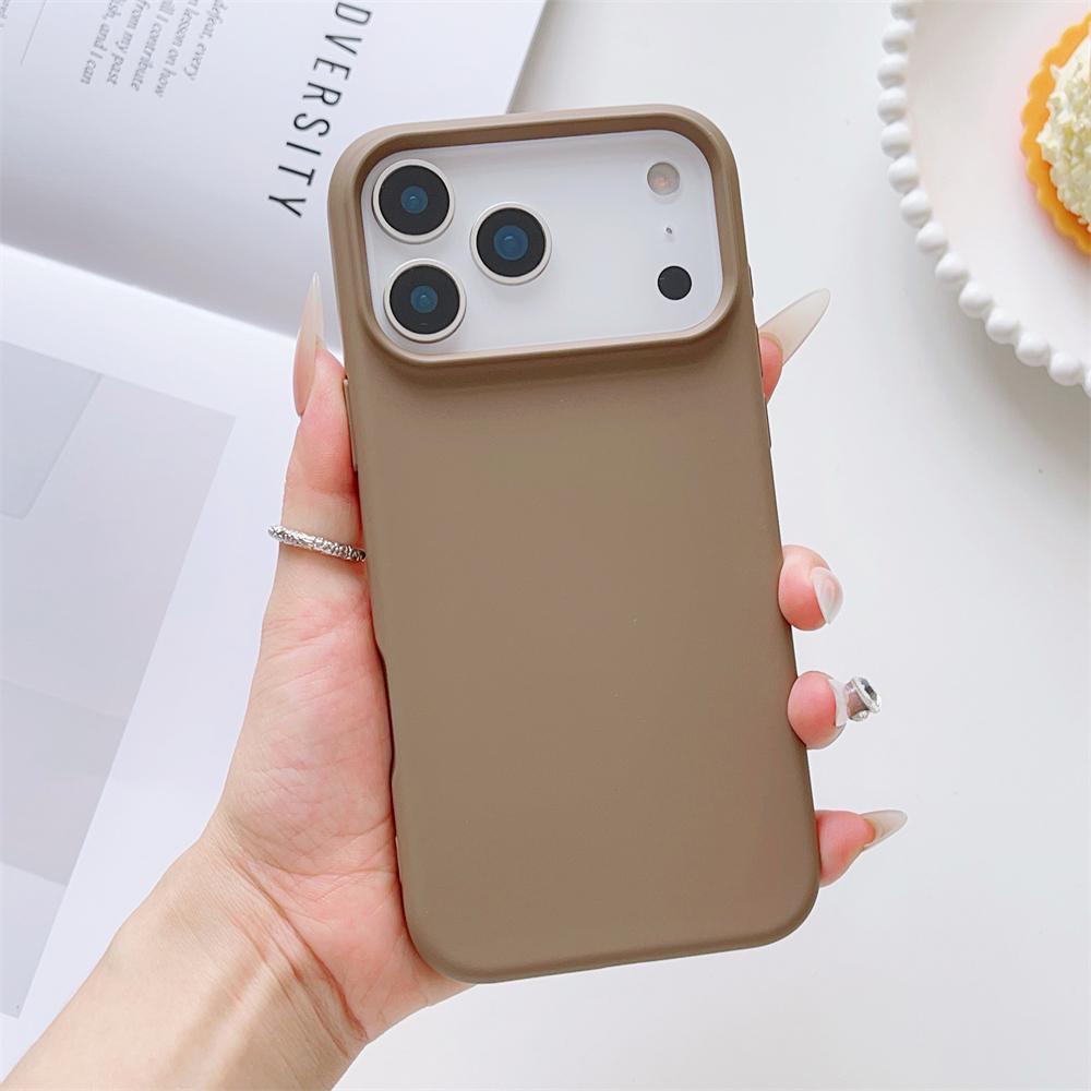 

Матовый Чехол Конфетного Цвета для iPhone 17 Air 16 16E 15 Pro Max Жидкий Силикон Ударопрочный Защитный Ощущение Кожи Прочный Чехол хаки