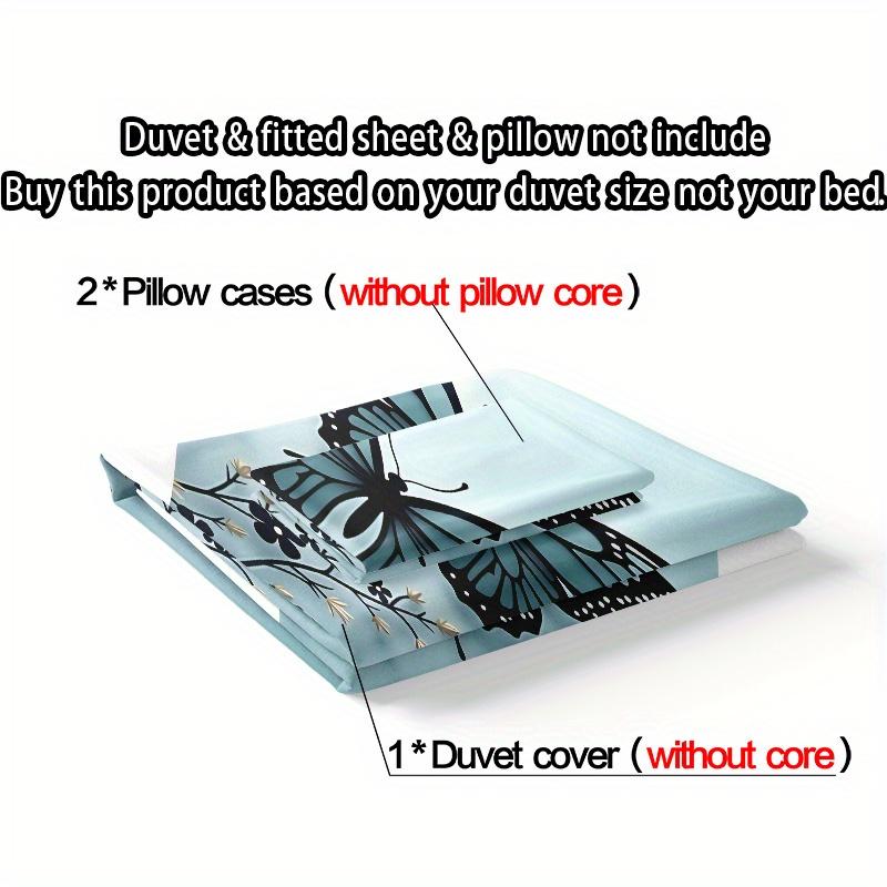 3Pcs Bedding Set Butterfly Comforter Cover Set 1Pc Comforter Cover 2Pcs Pillowcases Ultra-Soft Comfortable Breathable Suitable