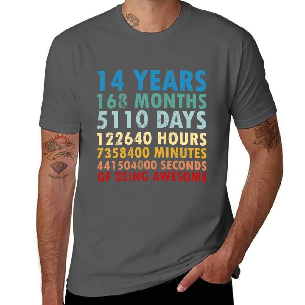 14 Years Of Being Awesome Gifts 14 Years Old 14 Birthday Retro Anniversary T-Shirt cute clothes t shirts for men