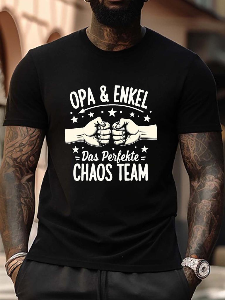 Grandpa & Grandson Matching T-Shirts - German "Opa & Enkel" Lettering & Fist Bump Design