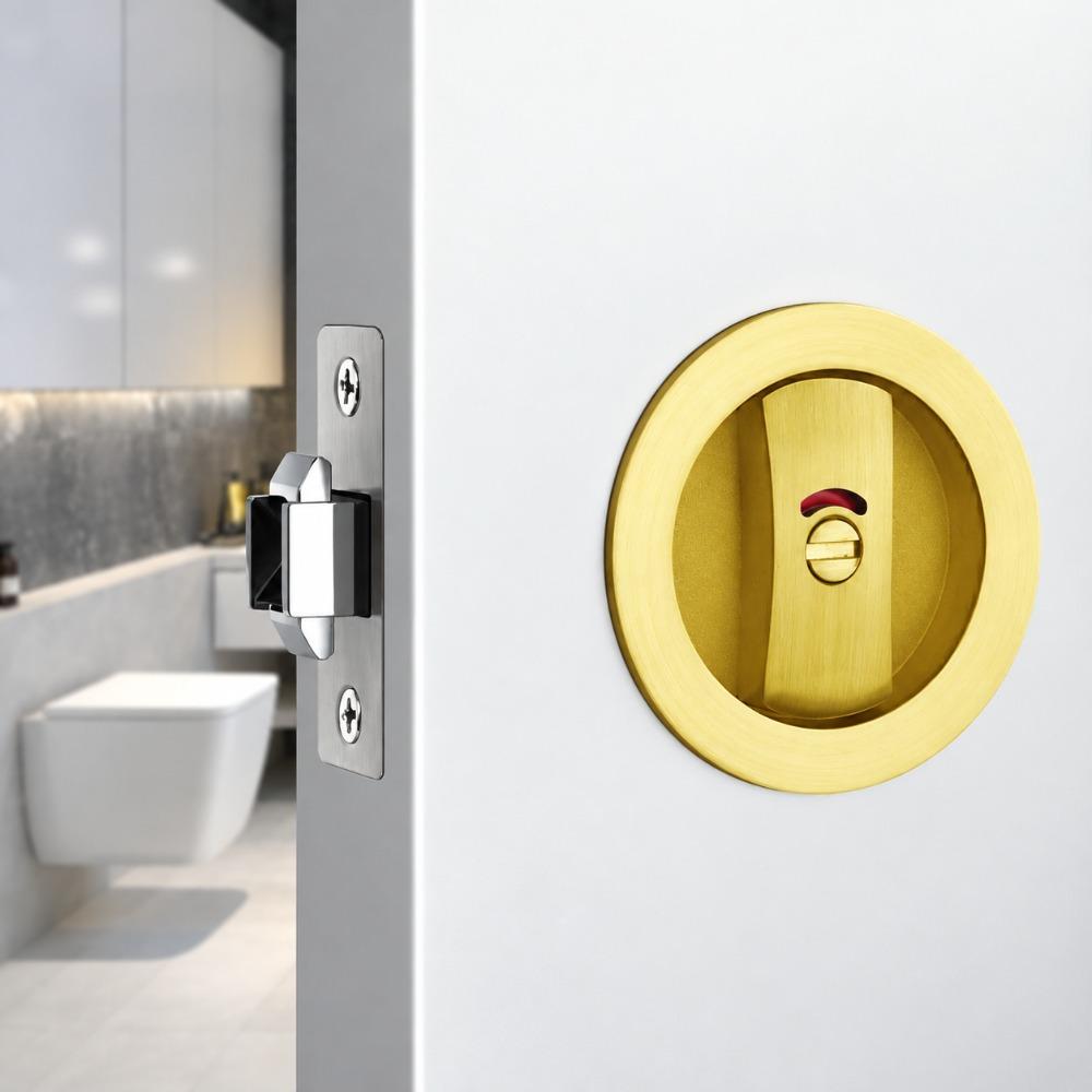 Zinc Alloy Pocket Door Lock Self-Locking Keyless Lock Premium Sliding Privacy Lock Home