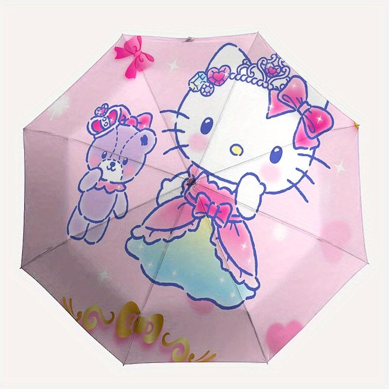 Hello Kitty, Princess Automatic Opening and Closing Parasol Compact Travel Umbrella with 8 Ribs for Women and Men Ideal Birthday/Christmas G
