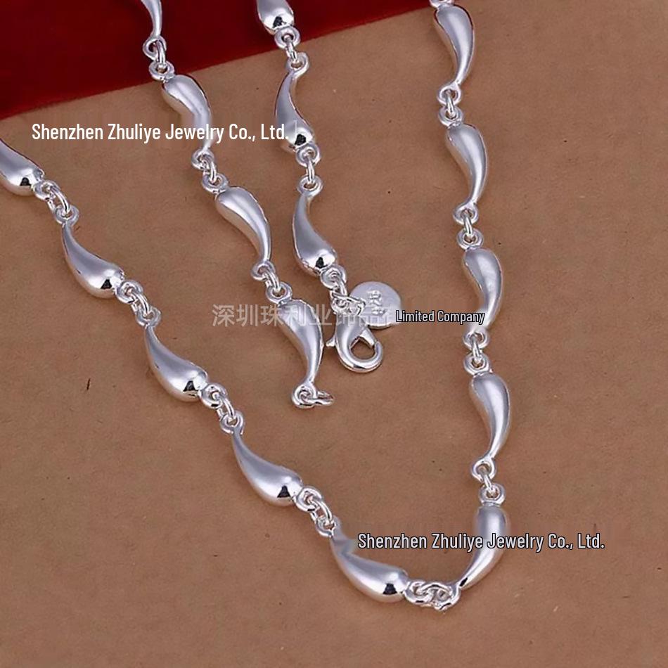 European & American Silver Plated Water Drop Necklace - Ladies Versatile Clavicle Chain