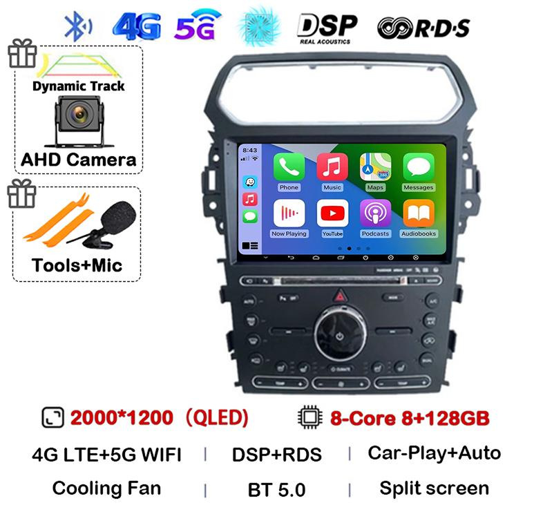 Android 14 Carplay Car Radio For Ford Explorer Smart 2011 2012 2013 2014 2015 2016 2017 2018 2019 Multimedia Player GPS Stereo