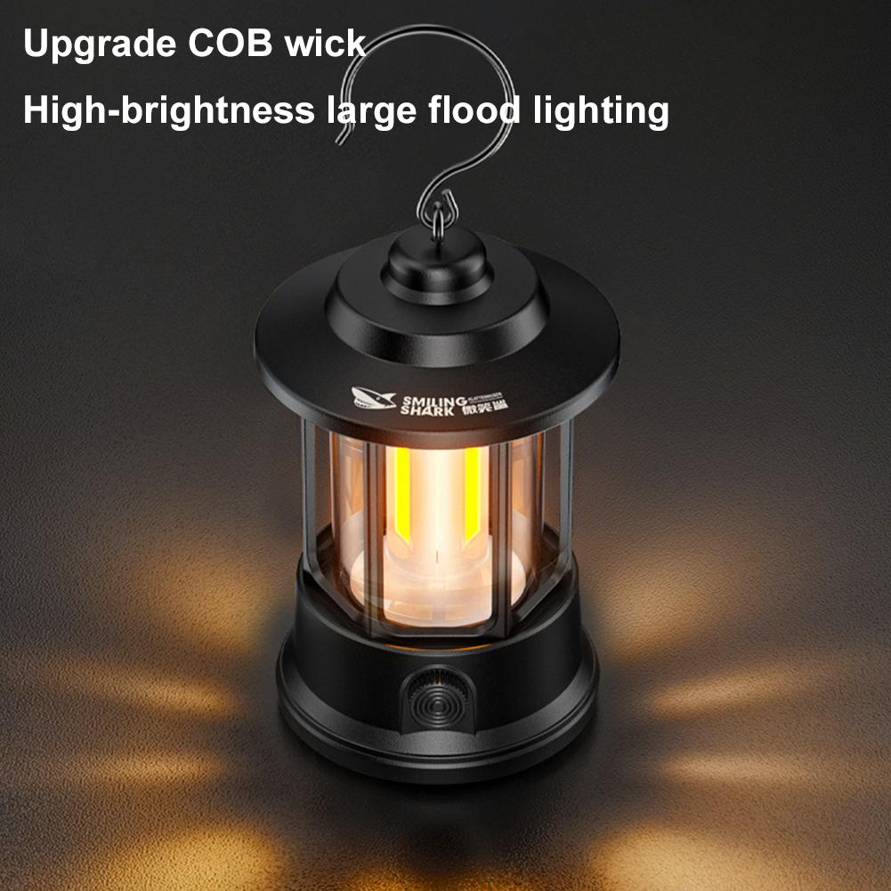 Portable Camping Lantern Rechargeable Retro Tent Light Waterproof COB Hanging Emergency Lamp For Outdoor Hiking Garden Fishing