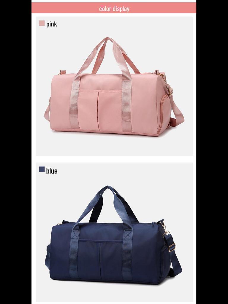 Tragbare, einfarbige Reisetasche mit Schuhfach, Trocken-/Nasstrennung, Messenger-Schultergurt, leicht für Schwimmen und Fitness