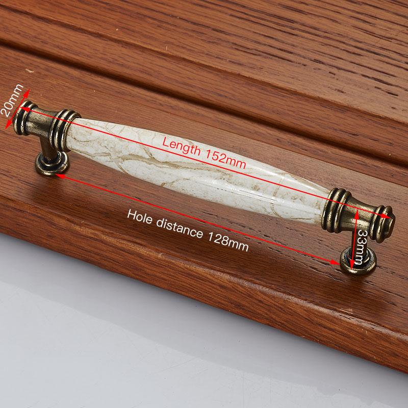 KAK Marble Lines Ceramic Cabinet Handles Zinc Alloy Drawer Knobs Wardrobe Door Handles Antique Bronze European Furniture Handle