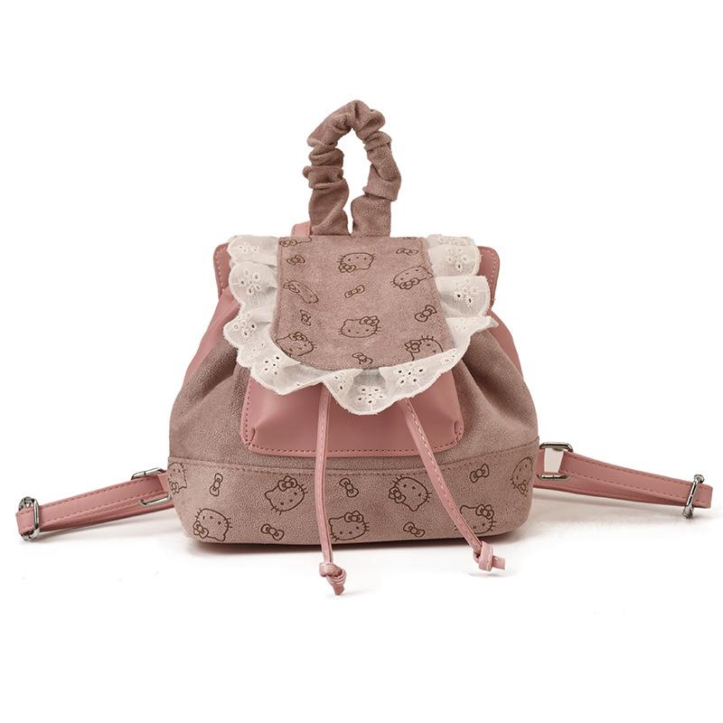 Korean Style Cartoon Backpack for Women - Cute Lace Design, Autumn & Winter 2025