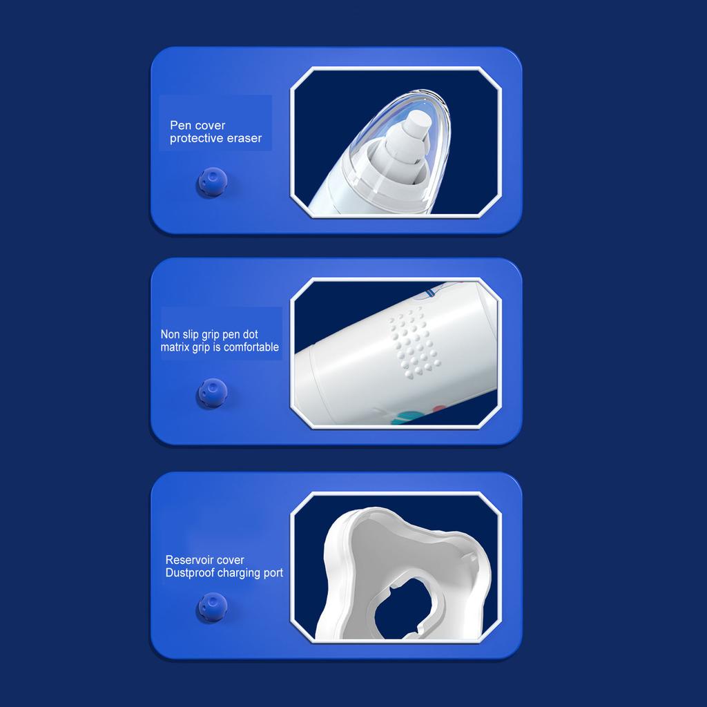 Electric Eraser Low Noise Rechargble 2 Replacble Refills 2.7x16cm ABS Electric Pencil Eraser for Study