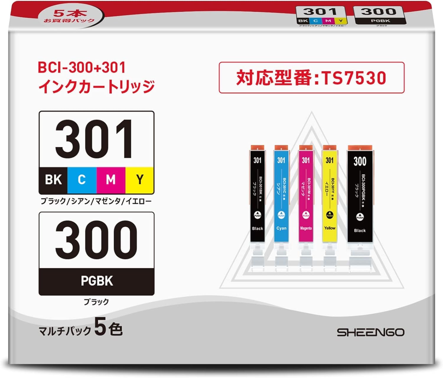 

Compatible Canon Ink Cartridge for PIXUS BCI-301+300/5MP TS7530, High-Yield чорний