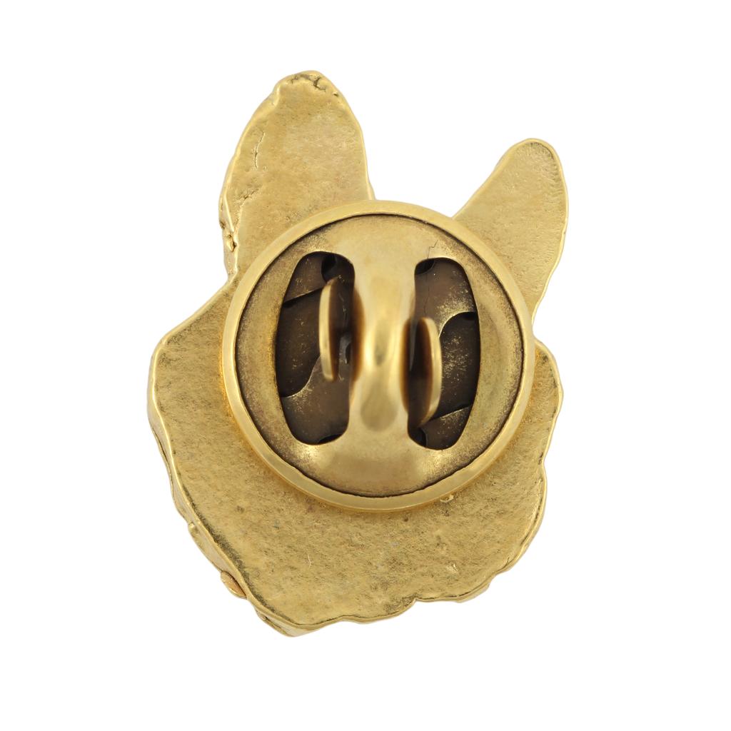Bulldog Francês, Frenchie II - broche pin banhado a ouro, ornamento de cachorro elegante, pin único da marca Art-Dog