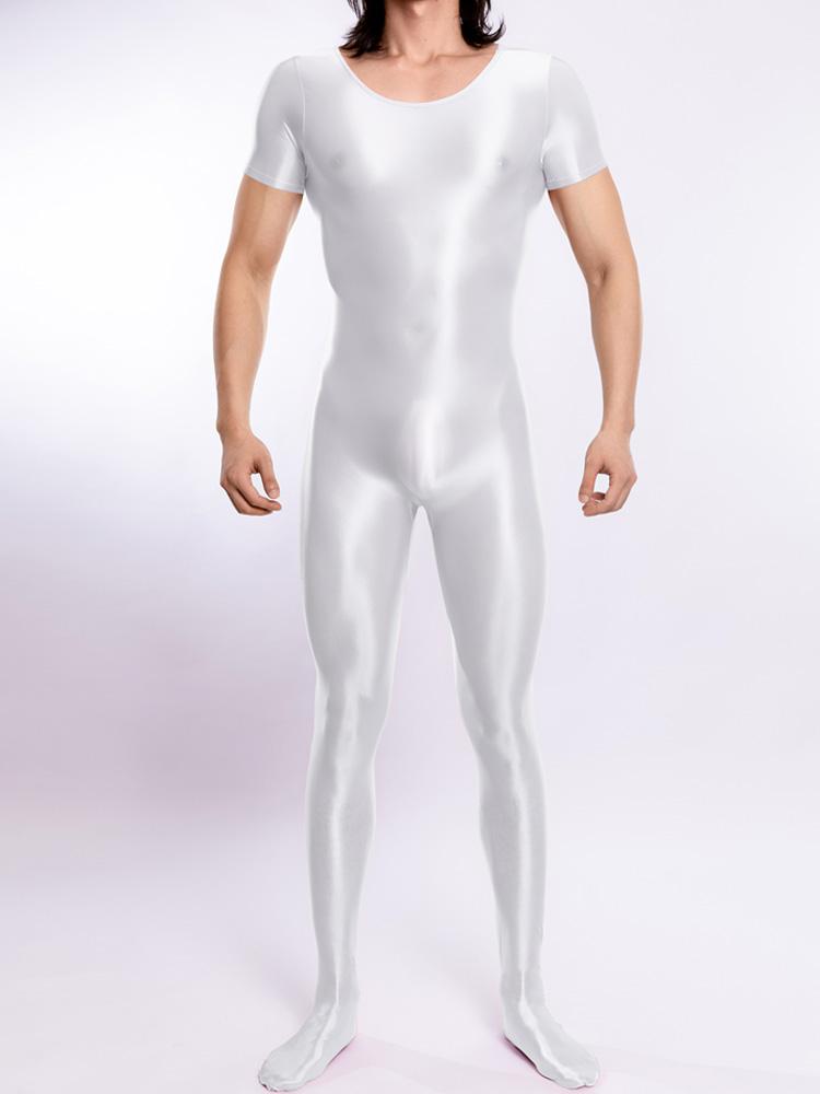 Unisex Plus Size Bodysuit Stain Oil Glossy Shiny Tights Sheer See Through Yoga Shapping Leotard Elastic Sexy Tops Candy Color