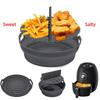 Silicone Air Fryer Tray Round Reusable Liner Basket with Divider Plate for Baking Cooking Oven Accessories Baking Tray Bakeware