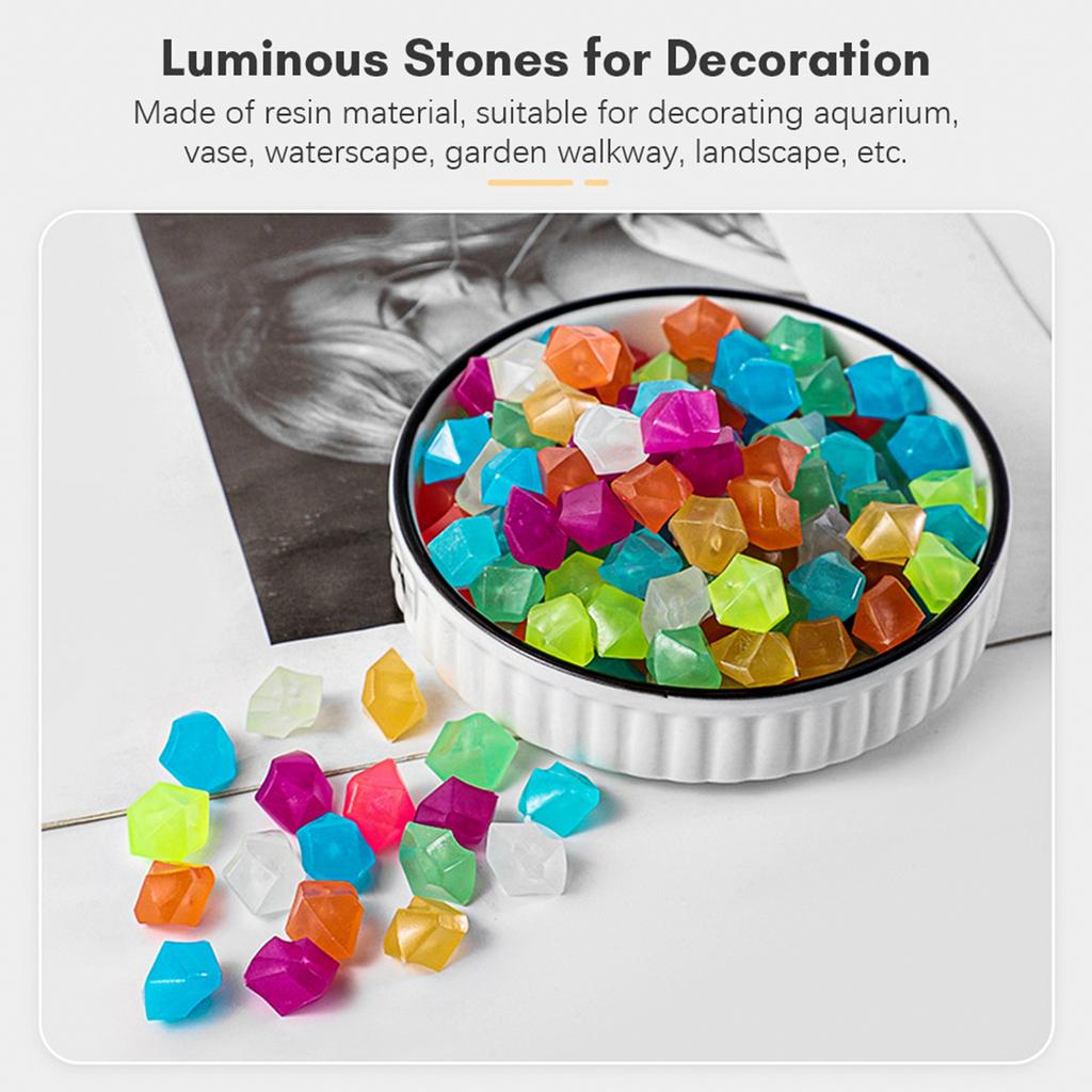 Glow in The Dark Stones Glow Stones Diamond-Shaped Fluorescent Stone Decoration for Aquarium Waterscape Outdoor Yard Landscape