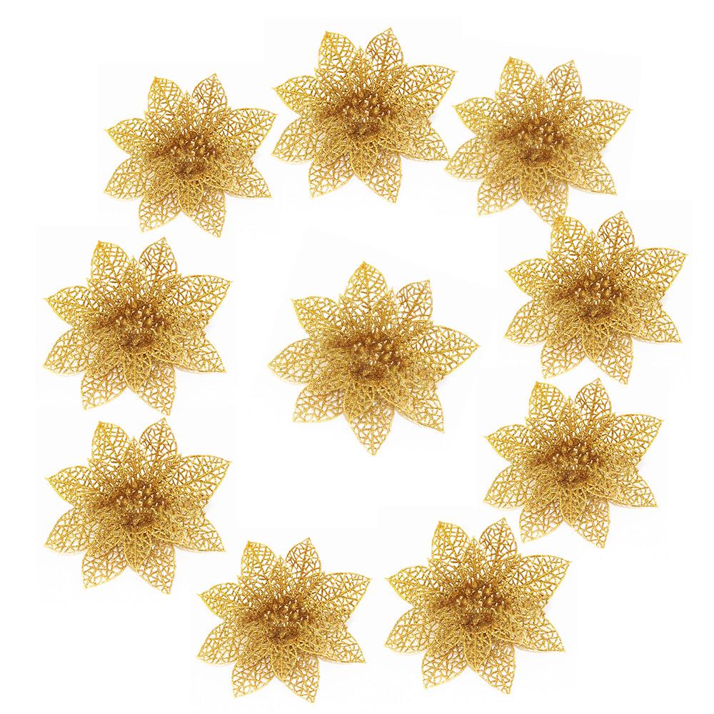 10 stk/sett juleblomster trær juledekor glitter onsdag bursdagsfest 8 cm