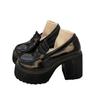 Scarpe basse in pelle stile britannico inverno 2025 nuove da donna Spice Girls suola platform in velluto scarpe singole versatili con tacco alto mocassini caldi
