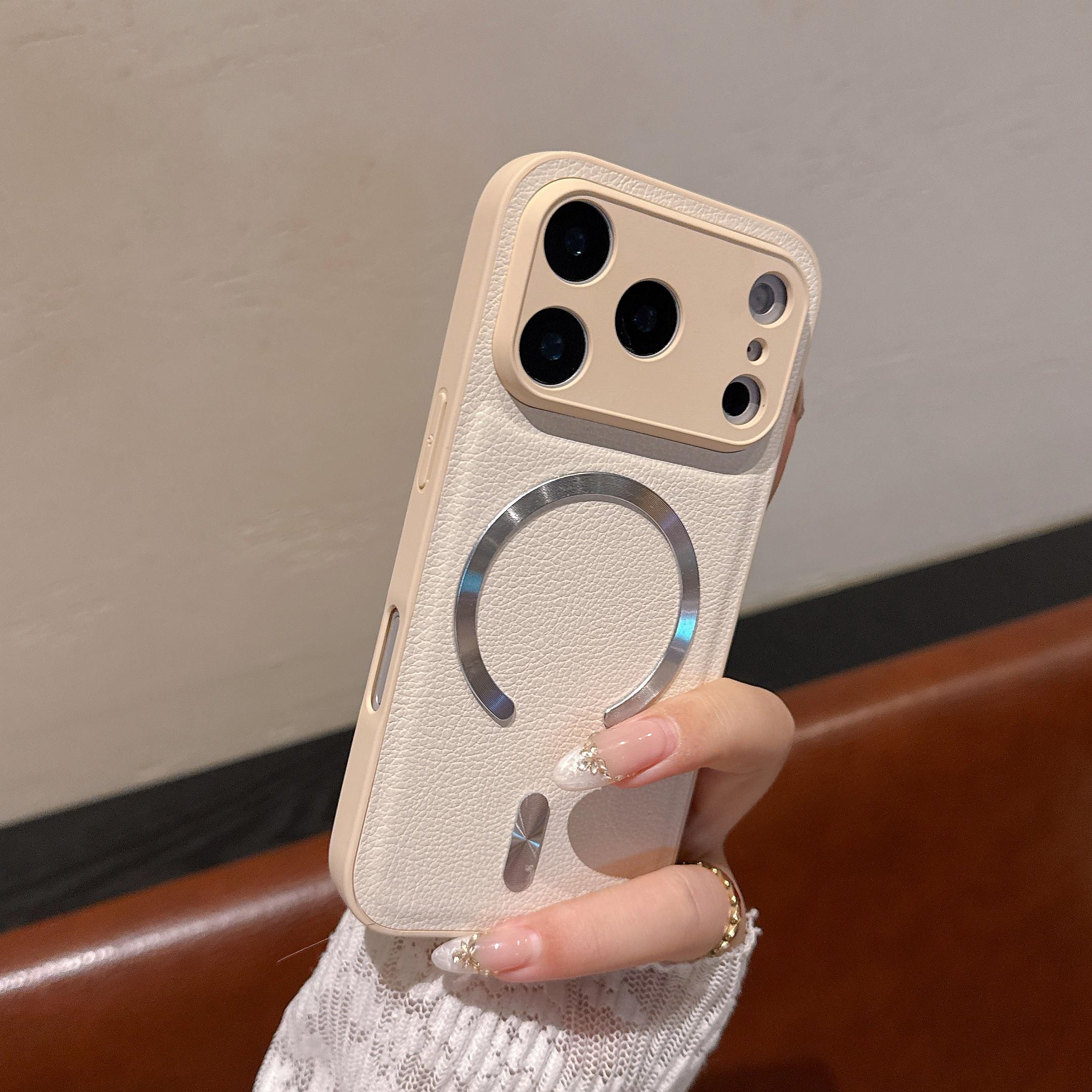 

Camera Protector Magnetic PU L eather Phone Case With Stand For Magsafe iPhone 17 Air 16 15 PM 14 13 Pro Max Cover iPhone 16