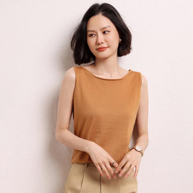 Women's 100% Pure Cashmere One-Shoulder Spaghetti Strap Vest – New Fine Gauge Knit for Autumn/Winter