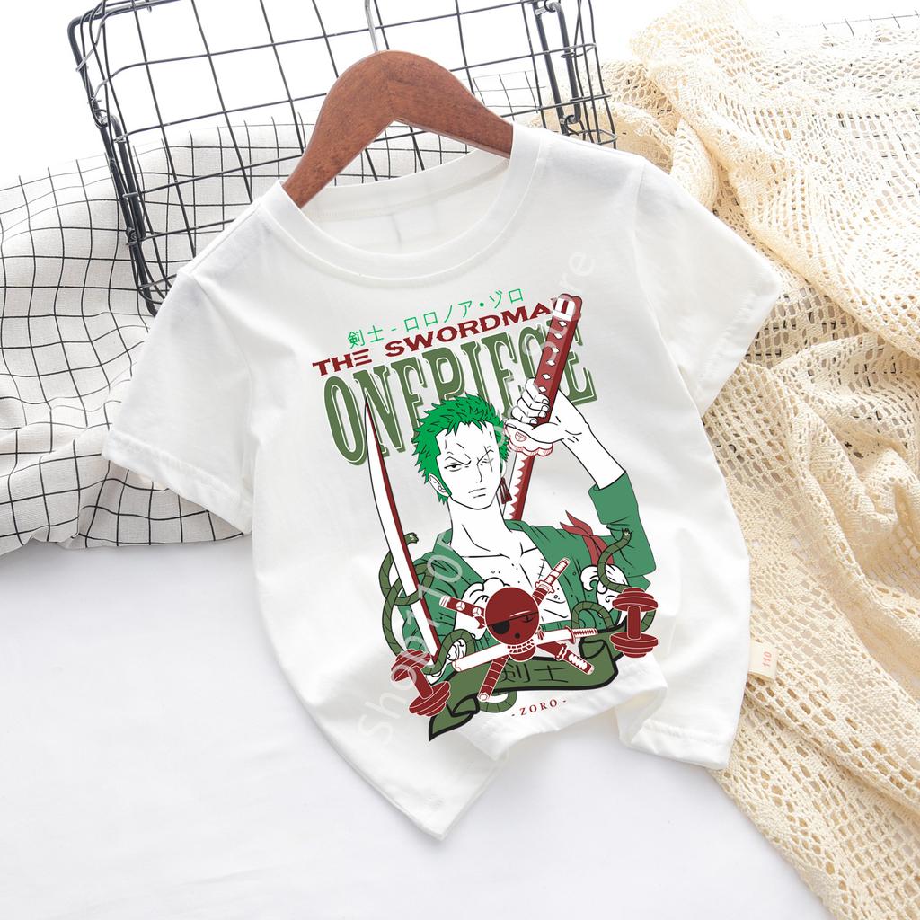 Cartoon Anime One Pieces Tshirt Kids Clothes Boys Absorb Sweat Breathable TShirt Children Girls Tees Summer Teen Clothes