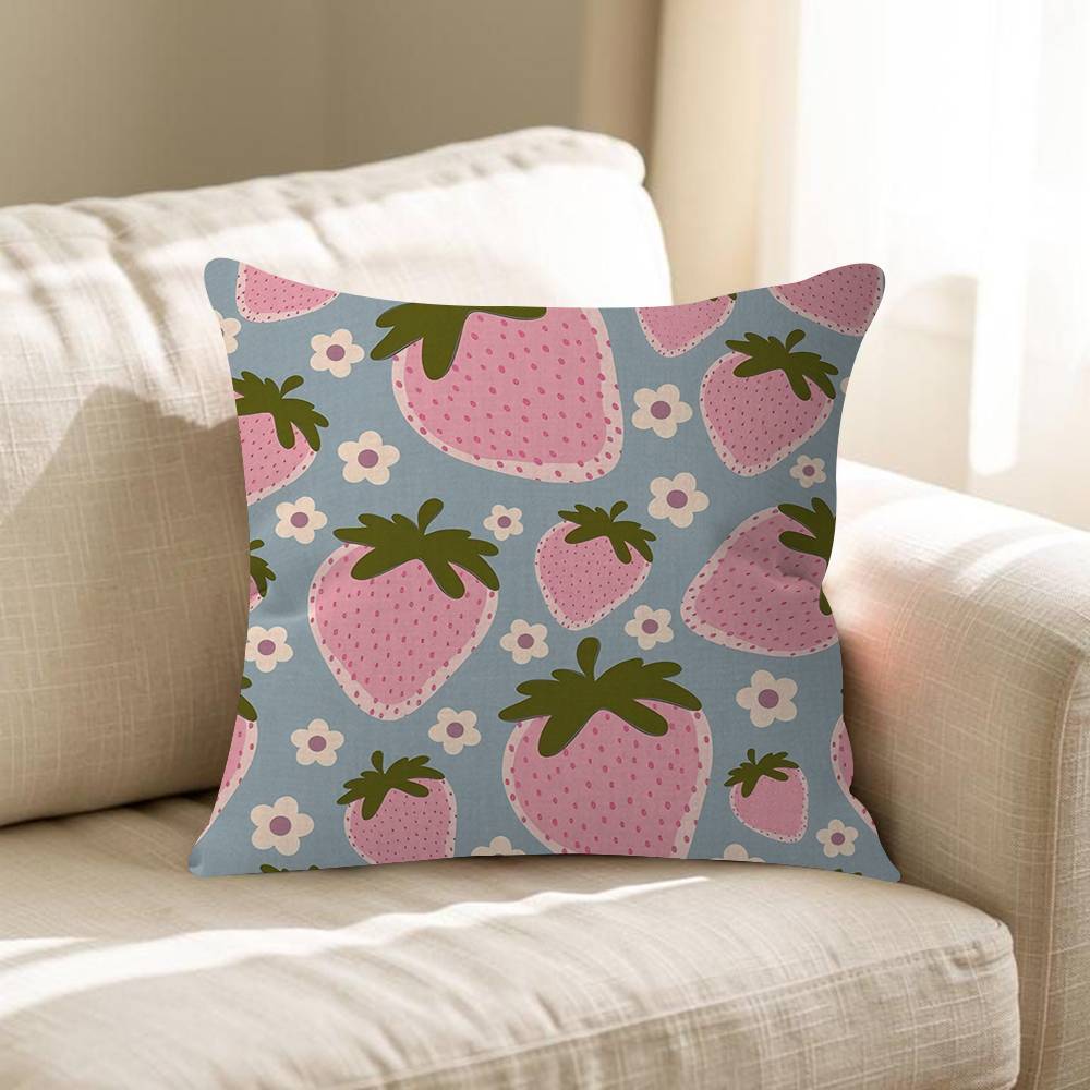 Strawberry Floral Delight Pillow Gift Home Office Decoration Pillow Bedroom Sofa Car Cushion CoverPillow Case