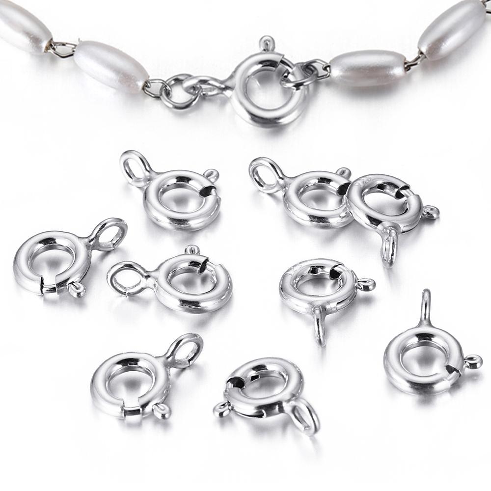 4pcs 925 Silver Spring Ring Clasp with Open Jump Ring Clasps for Bracelet Necklace Chain Connector Jewelry Making Components