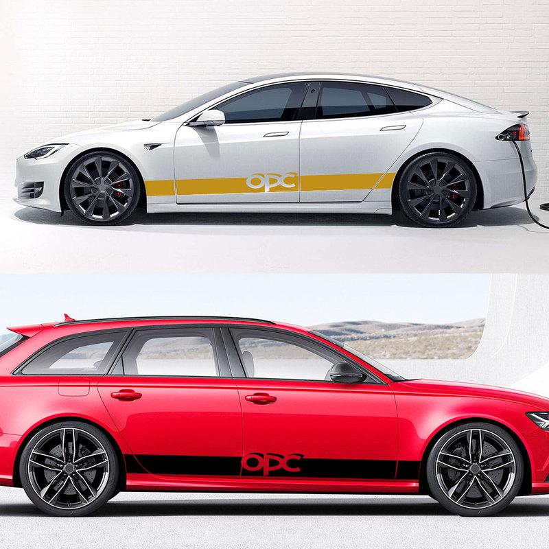 2PCS Car Styling Door Side Skirt Stripes Stickers For Opel Astra Corsa Ignia Mokka OPC Vectra Auto Body Decals Accessories