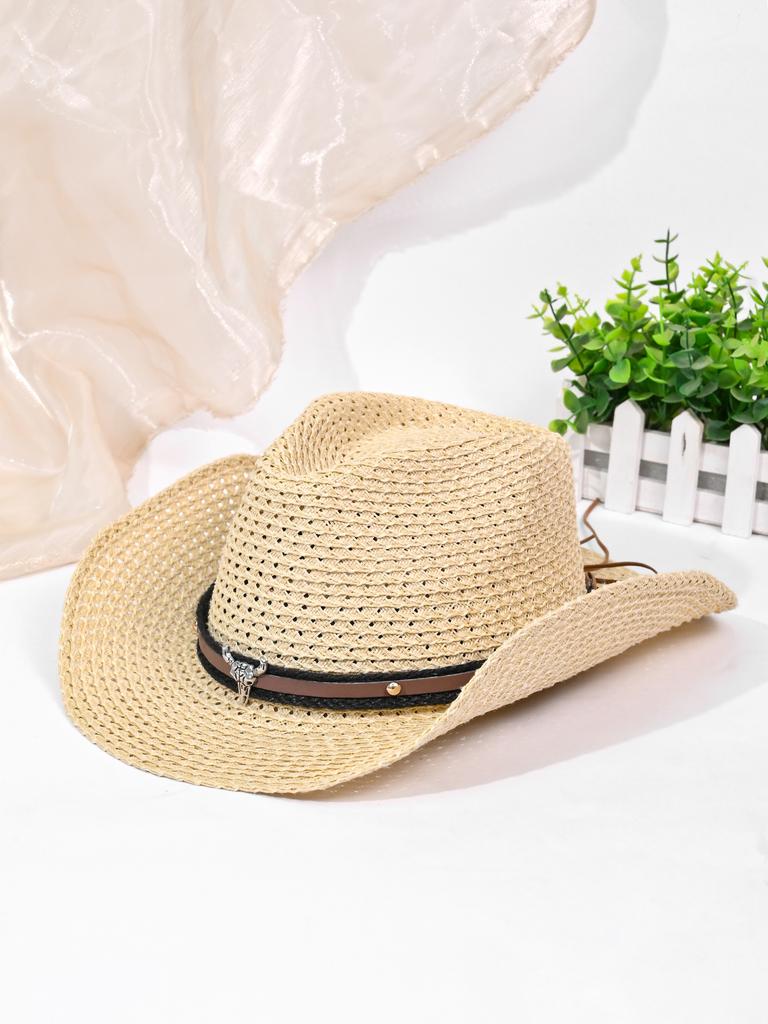 New Western Cowboy Straw Hat Retro Straw Hat Fashion Jazz Hat Top Hat