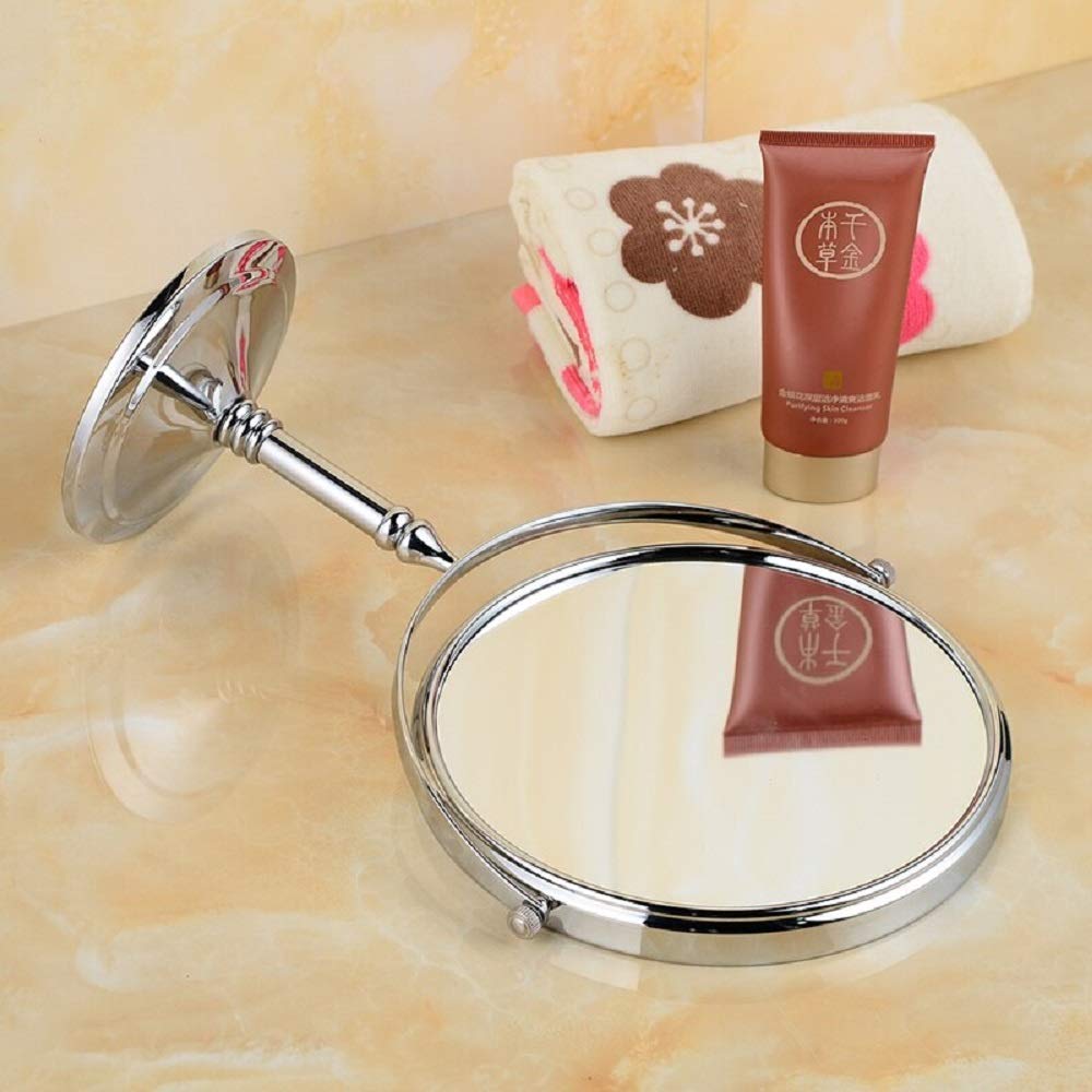 BIRMON Makeup Mirror | Magnifying Mirror Makeup | Double Side Magnification | Tabletop Vanity Hand Mirrors Stand | 5X and 1X| (Men & Women-Silver)