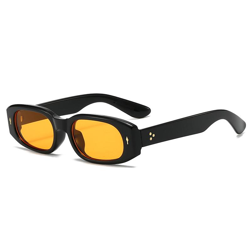 SO&EI Occhiali da Sole Rettangolari Piccoli alla Moda Donna Retro Colore Caramella Occhiali da Sole UV400 Uomo Di Tendenza Punk Borchie Occhiali da Sole