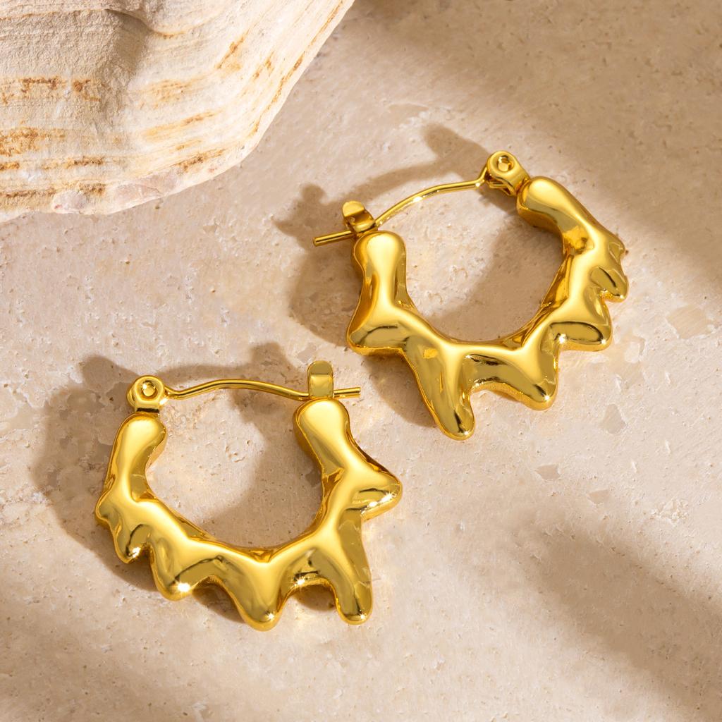 DIEYURO 316L Stainless Steel Concise Fashion Heart irregular Earrings For Women Lady New Trend Ear Circle Jewelry Party Gift