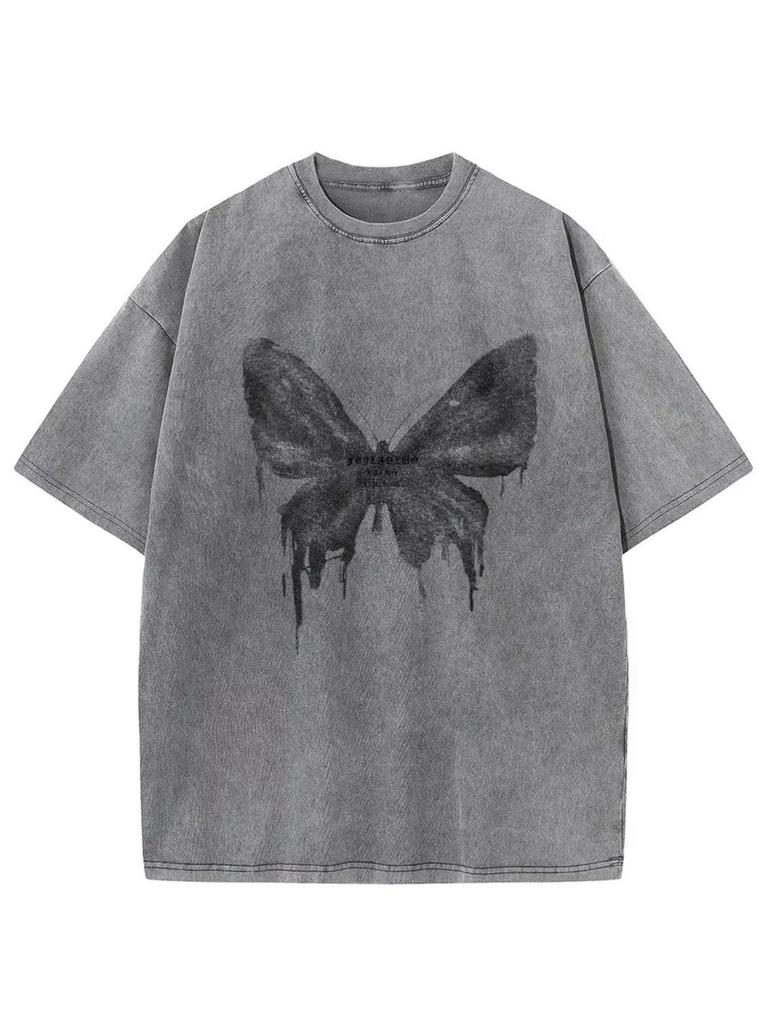 240G Cotton Vintage Short-sleeved T-shirt Men Y2K American Retro T Shirt Women Summer Hip Hop Tees Harajuku T-shirts