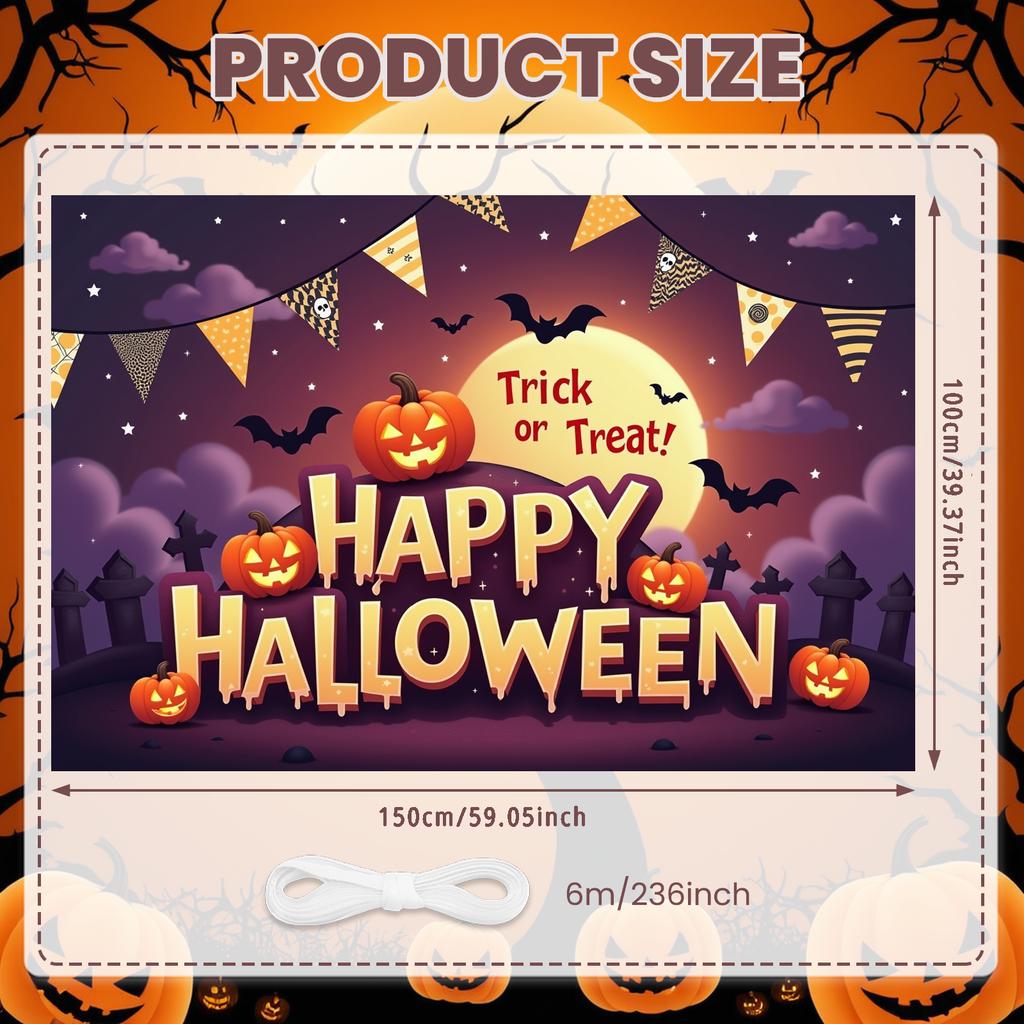 Trick Or Treat Banner Colorful Design Party Backdrop Pumpkin Banner Festive Banner For Themed Party Event Decor Outdoor