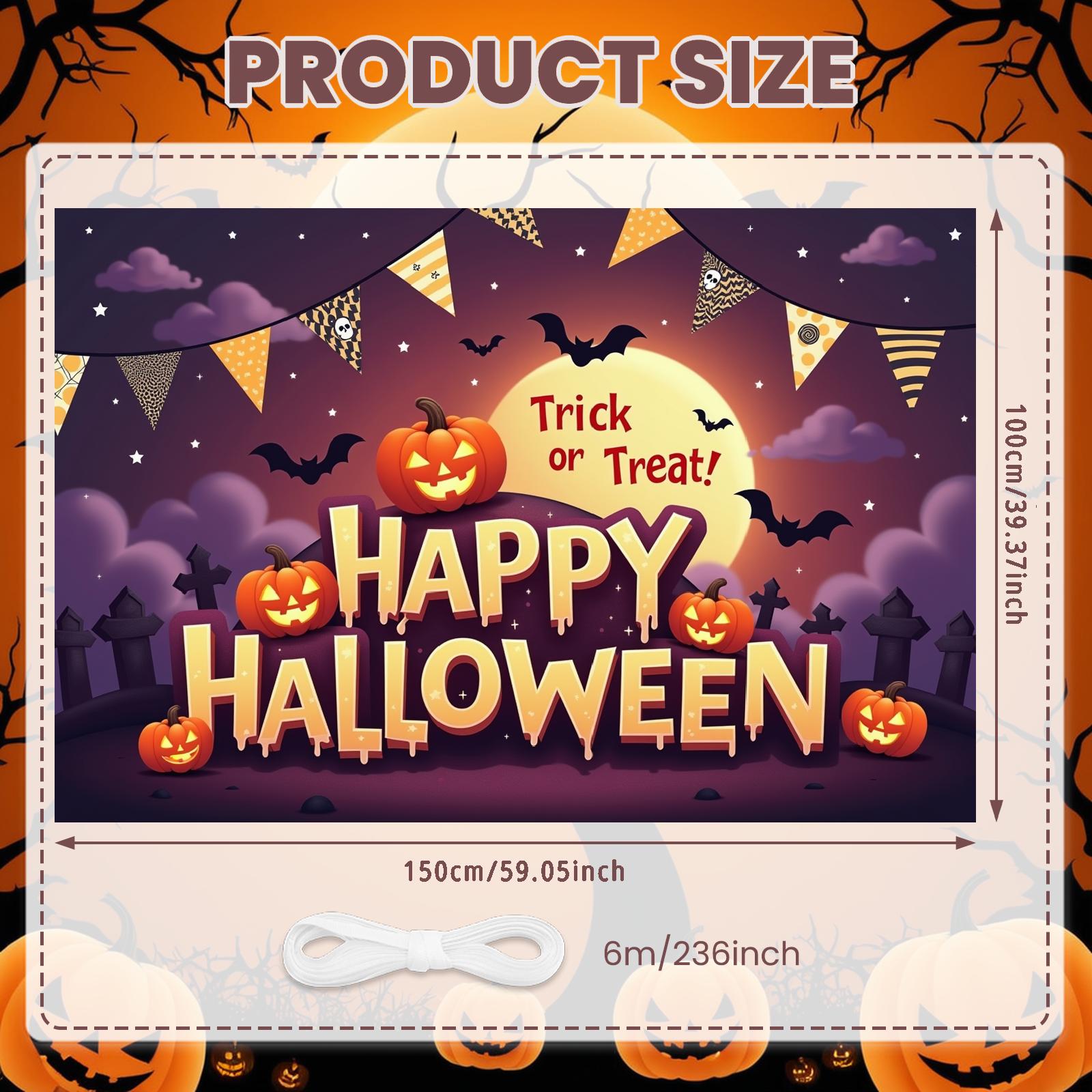 

Trick Or Treat Banner Colorful Design Party Backdrop Pumpkin Banner Festive Banner For Themed Party Event Decor Outdoor