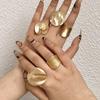 Fashion Elastic Rope Adjustable Rings for Women Men Irregular Geometric Matte Chunky Gold Color Finger Ring Charm Jewelry