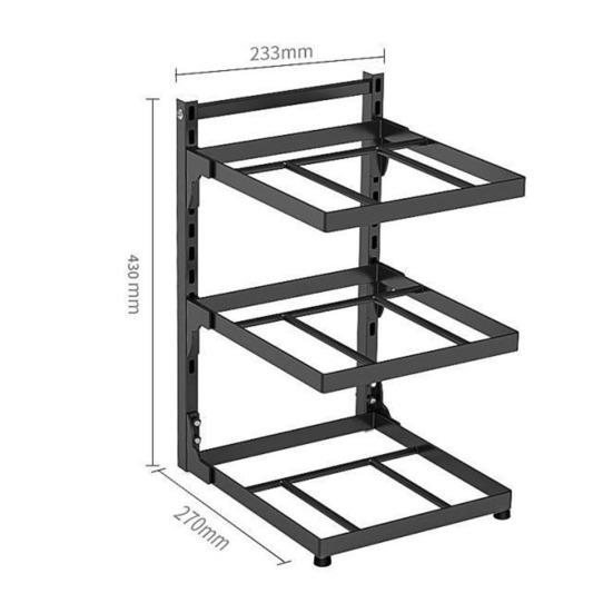 Kitchen Storage Shelf Pot Organizer with Guardrail Strong Load-bearing Rustproof Corrosion Resistant Pot Stand Multi-layer Shelf