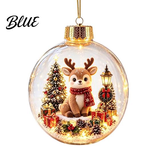 Glowing Christmas Ornaments Story Ornament Mini Holiday Scene In Ball with Warm LED 3D Acrylic Hanging Baubles Light Clear Decoration for Tree Home