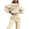 MILANO Plus Size Trendy Fleece Sweatshirt Set with Letter Print for Women