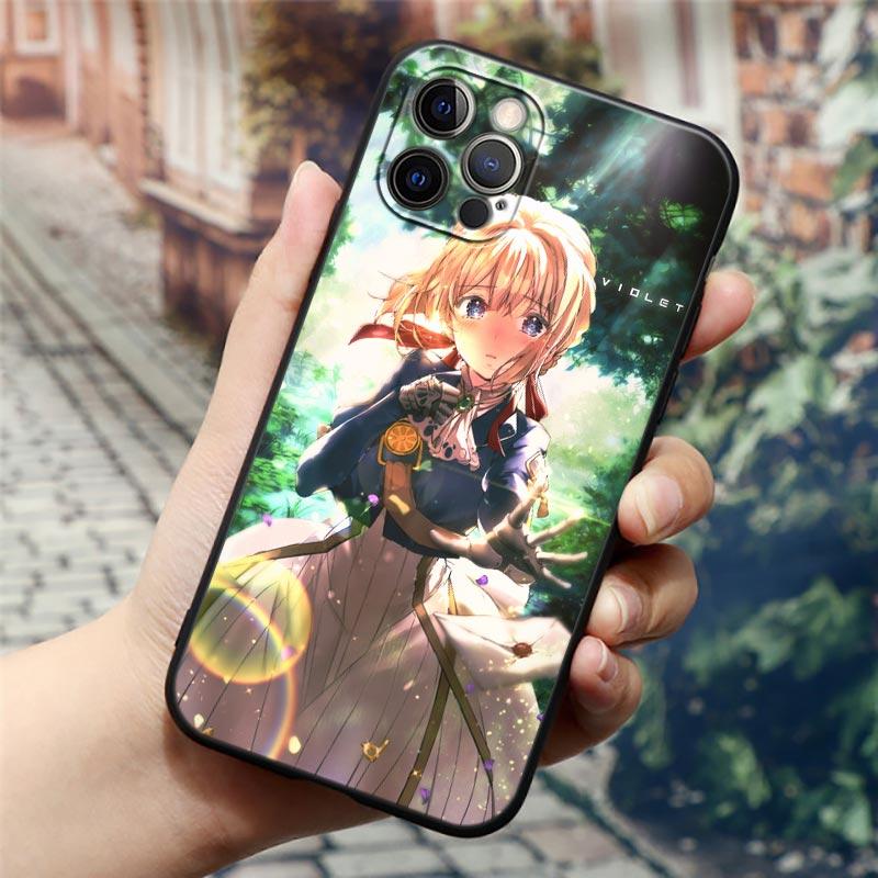 Apple Case For iPhone 11 12 13 Pro Max mini XS X XR 7 8 6 6S plus SE 2020 Soft Silicone Cases Cover Violet Evergarden Girl Anime