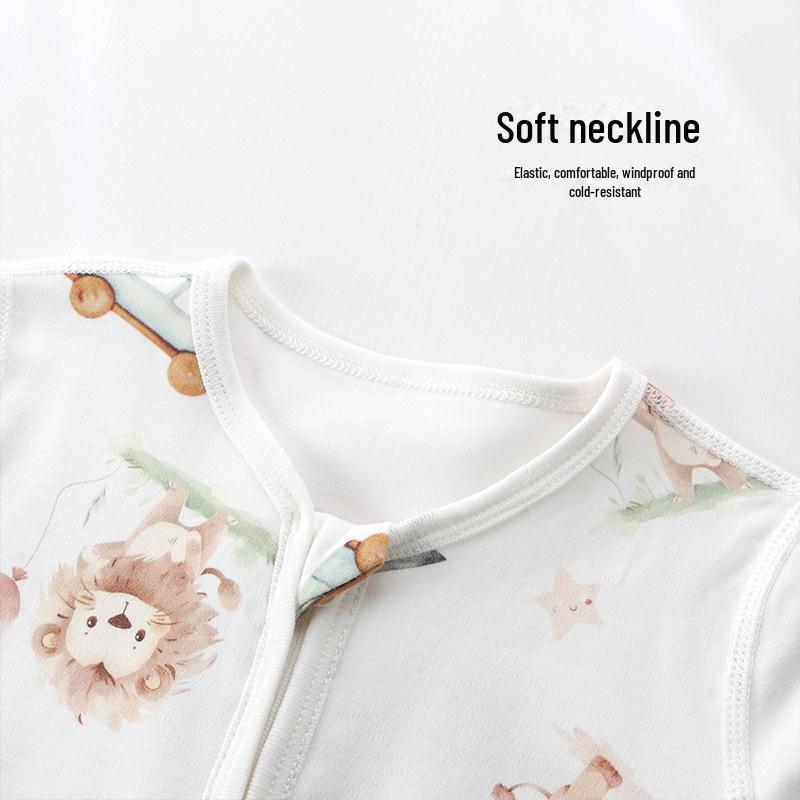 Spring Cotton Baby Sleeping Bag Pajamas: Long Sleeve Split Leg with Zipper