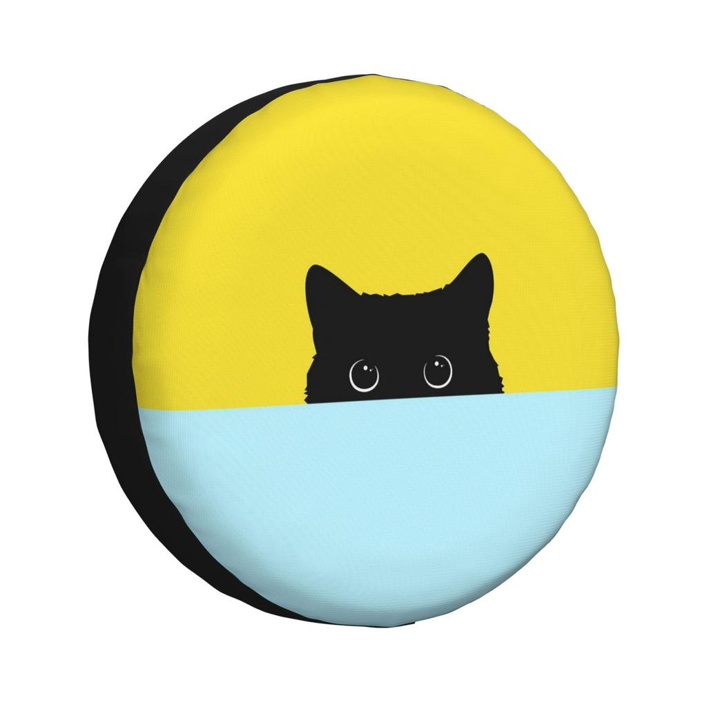 1Pcs Car Style PU Leather Spare Tire Cover 13-18 Inch Funny Black Cat What For Protector SUV Truck Travel Trailer