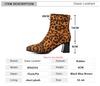 Fashion 2025 Autumn High Heels Ankle Boots Plus Size Leopard Women Boots Retro Pointed Ladies Shoes Side Zipper Booties Botas De Mujer